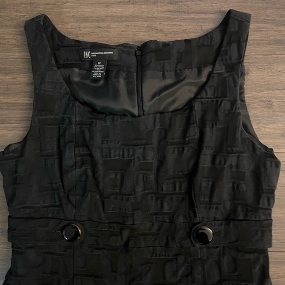 INC International Concepts Black Dress size 6P Mini Pleated Material Buttons - Picture 6 of 12